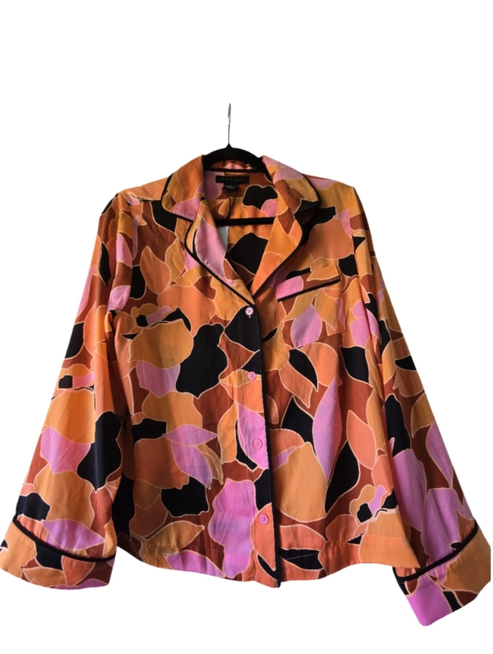 Sanctuary Satin Pajama Top NWT M Abstract Print Button Front Lounge Sleepwear